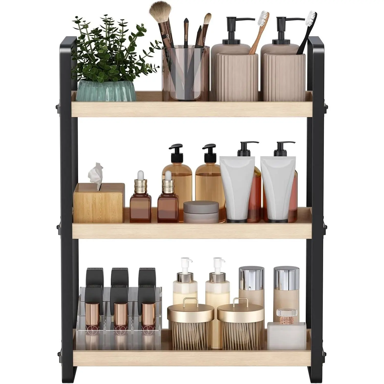 Bathroom Counter Organizer,Bathroom Countertop Organizer,Counter Shelf,Countertop Storage,Organization and Storage,Makeup Shelf,Sink Caddy(Burlywood 3 Tier)