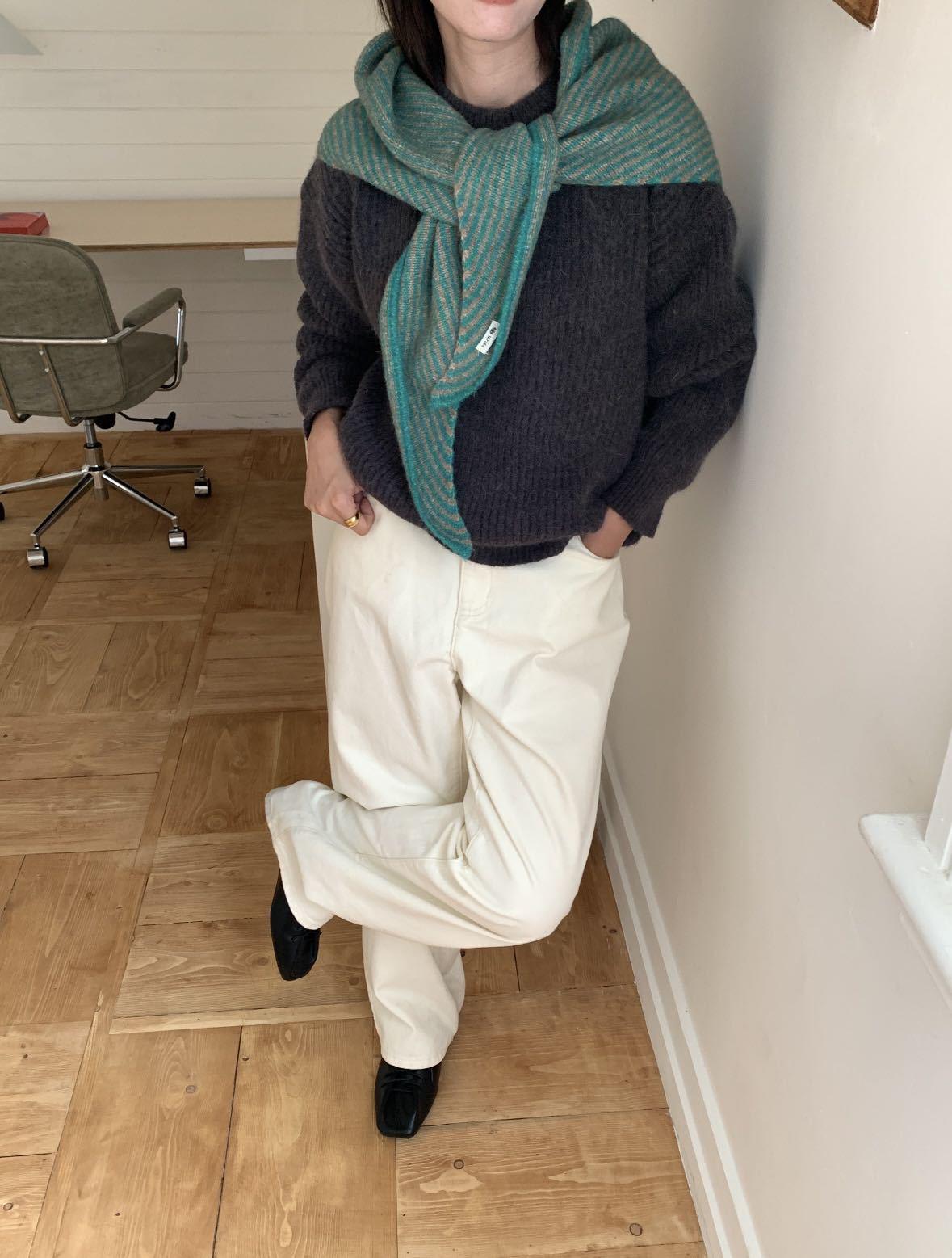 Single Color Cashmere Scarf, Thick Wool Knit Shawl, Fluffy Soft Scarf, Lazy Style, Versatile Korean Aesthetic, Unisex, Fall & Winter