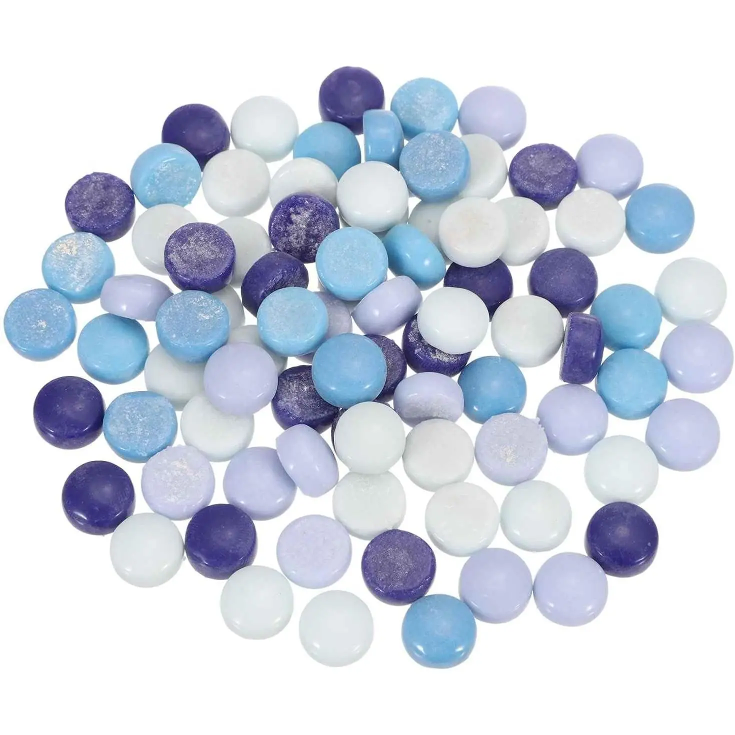200g Round Mosaic Tiles for Crafts, 0.47 Inches Iridescent Mosaic Glass Pieces for DIY Art Making Supplies Home Decoration (Blue Multicolored)