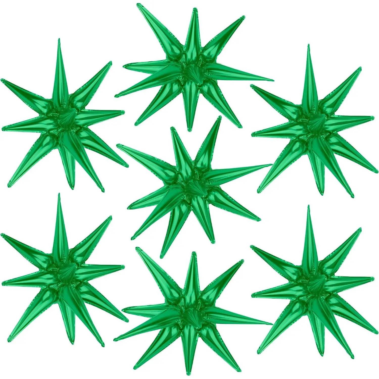 7 count Green Balloons Green  Balloons Explosion  Foil Balloons-12 Point  Balloons   Burst Cone Mylar Balloons For Party Supplies Christmas Birthday Wedding Green Birthday Decorations