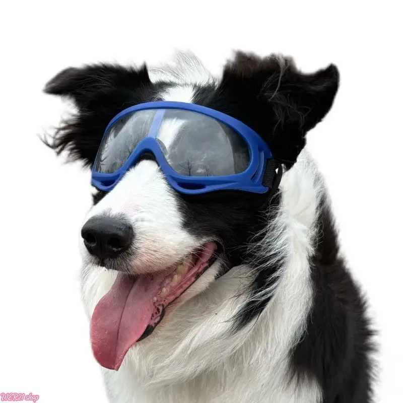 Dog Goggles with Dual Adjustable Straps Anti‑Fall Windproof Pet Sunglasses, Protective Eye Glasses for Cycling Driving Outdoor for Medium Large Breeds Border Collie Corgi Golden Retriever