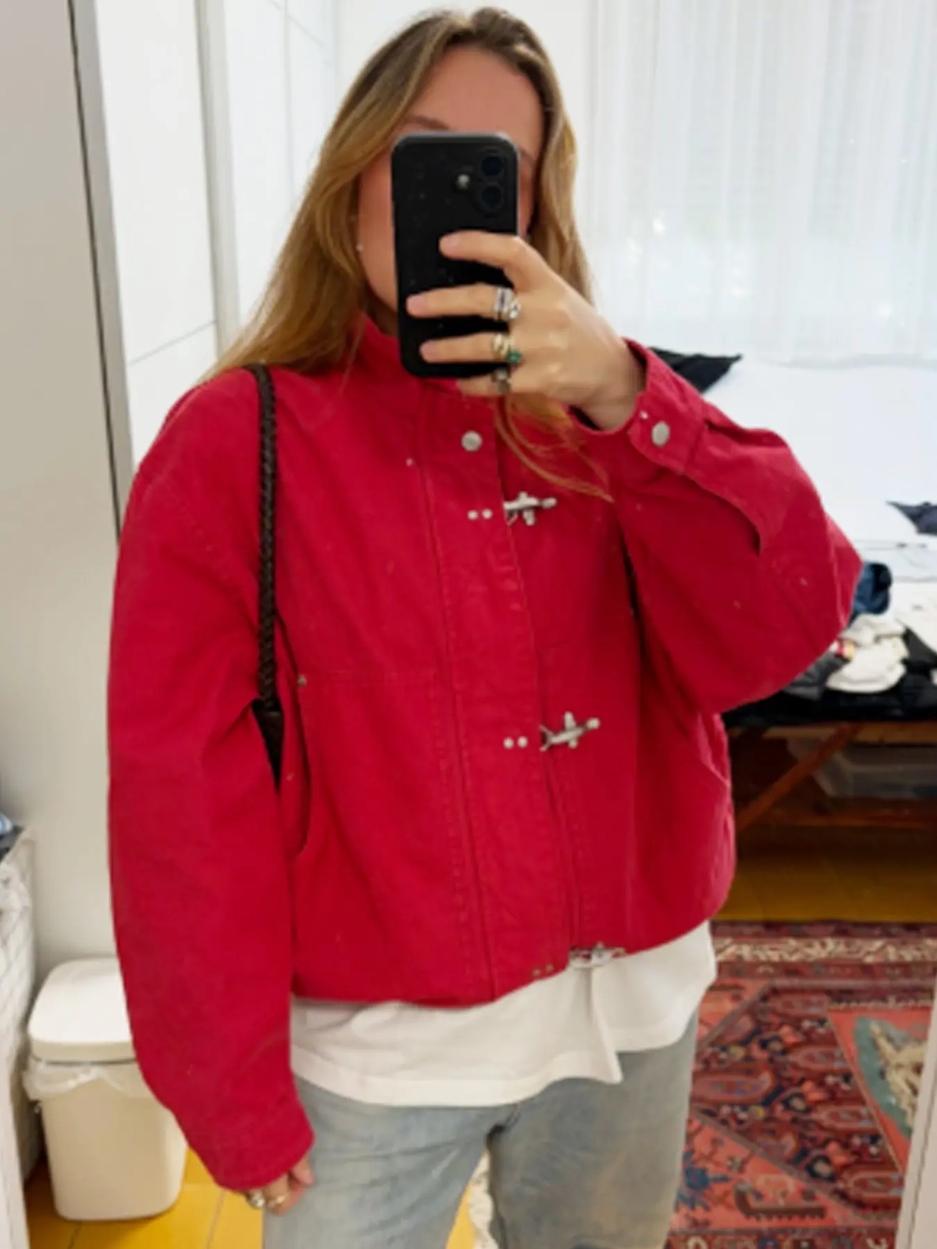 Unisex Red Oversized Bomber Jackets Women's Jacket Spring Autumn 2026 Casual Crop Long Sleeve Tops Metal Buckle Zip-Up Stand Collar Coats Moto Women's Biker Zipper Outerwears Casual Collared Outerwear Lady Womenswear