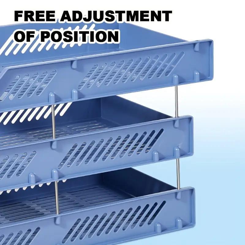3-Tier Expandable Desktop File Organizer, Space-Saving Stackable PP Plastic Shelves, Durable and Detachable Design for Office Storage