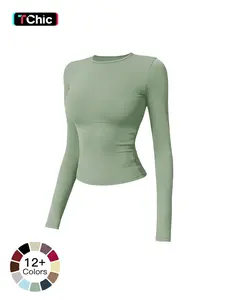 2026 New Fleece Long Sleeve Yoga Top, High Strength Fitness Wear, Pilates Running Sports Shirt, Sporty Style, Athletic Yoga Tops, Spring & Fall, Activewear Clothing