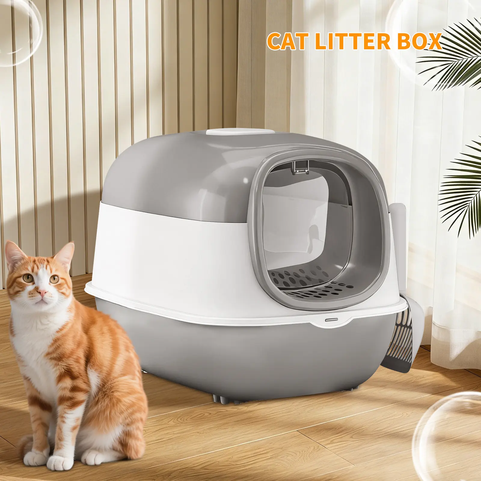 Modular Top-Entry Cat Litter Box, Extra Large Enclosed Pan with Anti-Splash Odor Control, Detachable for Easy Daily Scooping and Weekly Washing, Enclosed Hood, Hassle-Free Maintenance