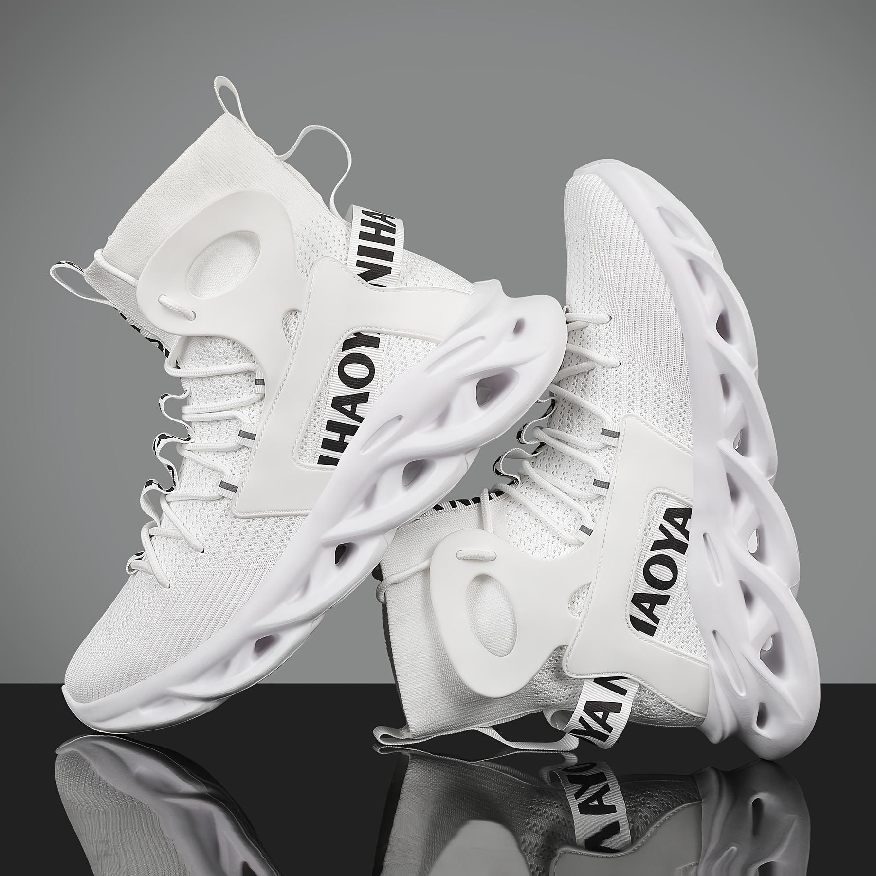 Men's Top Shock Absorption Type Shoes, Breathable Lace Up Non-Shoes Jogging Walking