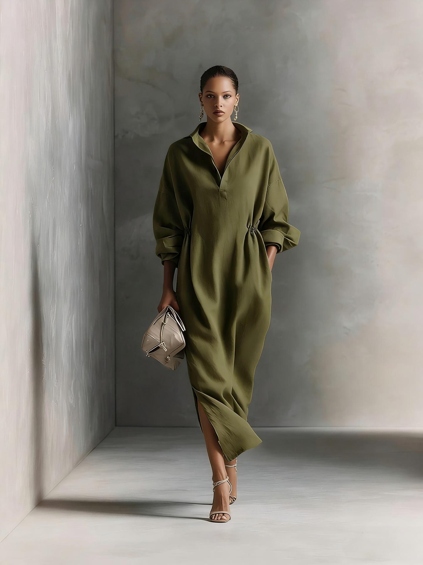 Minimalist Linen Shirt Dress - Perfect for Office, Brunch & Vacation! Oversized Collared Drawstring Waist Casual Dress # ShirtDress # OversizedDress # CasualDress # SummerDress # MinimalistFashion # MidiDress # DressesForWomen # Outfit of the Day