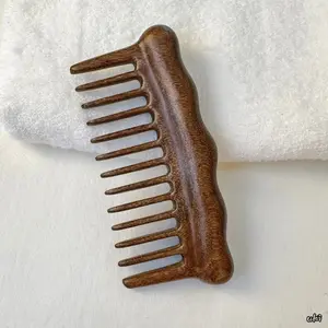 Handcrafted Wooden Wide & Fine Tooth Massage Comb For Men & Women, Durable Hair Grooming Styling Comb, Gentle Detangling Tool For Curly & Straight Hair Daily Hair Care