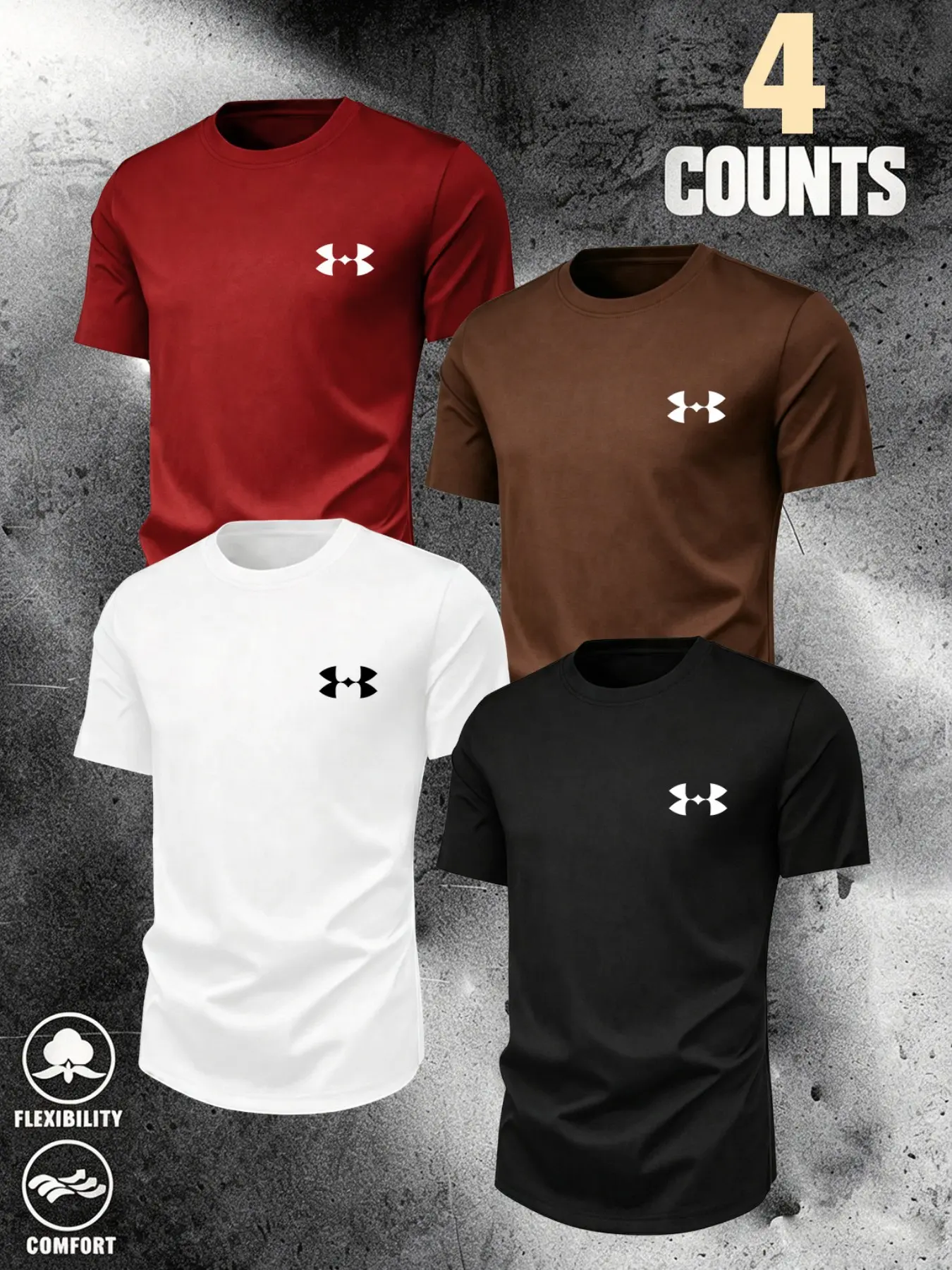 Four Basic Color Options, Multi-Color Choice, Design Sensibility, Sporty Print Short Sleeve T-Shirt, Summer Running Fitness Training Quick-Dry Top