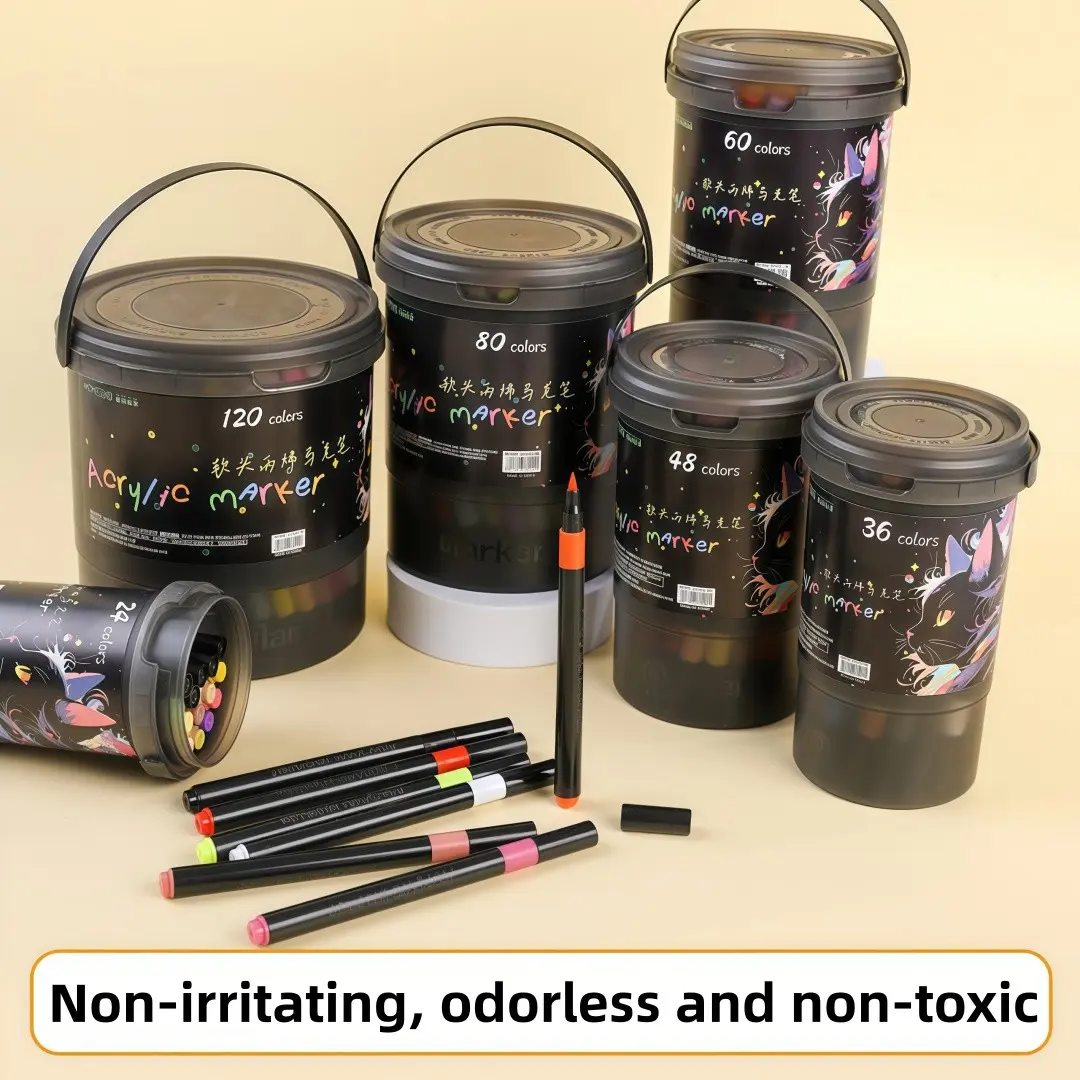 120/100/80pc Acrylic Markers Set, Soft Tip Watercolor Pens, Acrylic Painting Pens, Student Art Supplies, Hand Drawn DIY Graffiti Notes, Multiple Options Available