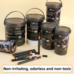 120/100/80pc Acrylic Markers Set, Soft Tip Watercolor Pens, Student Art Supplies, Hand Drawn DIY Graffiti Notes, Multiple Options Available