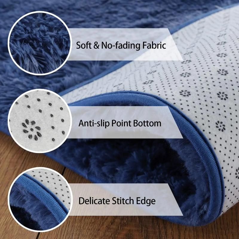 Solid Color Fuzzy Rug,  Rectangle Non-slip Soft Tuff Tufted Bedroom Carpet, Winter Warm Floor Mat for Home Living Room Decor, Fall Decor, Valentine's Day Gift