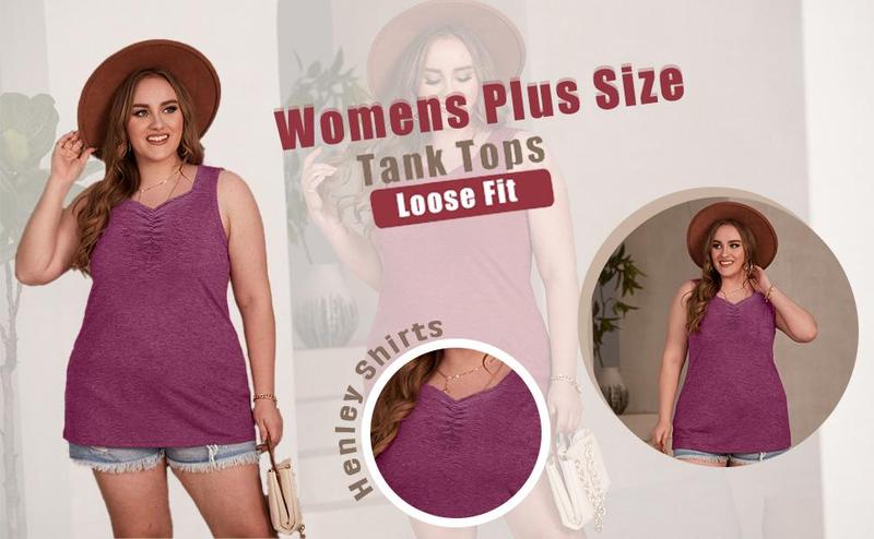 【L-5XL】Plus Size Curve imily bela curve Plus Size Tank Tops for Women Summer Sleeveless Sweetheart Neck Casual Tunics Shirts