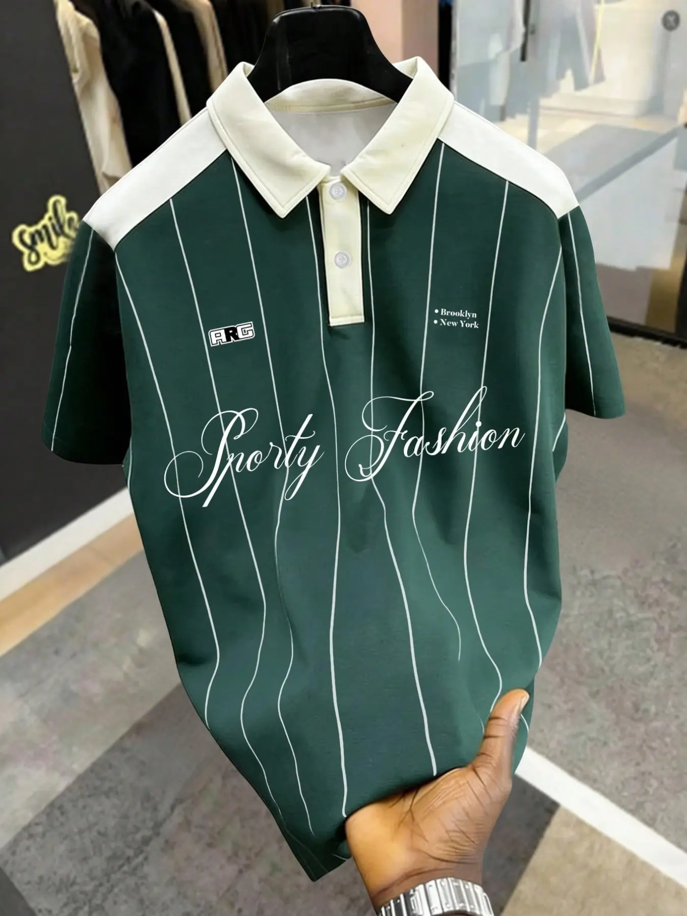 Men's Summer Colorblock Striped Athletic Polo Shirt, Casual Golf Shirt, Long Loose-Fitting Fashion Sports Top, Athletic Fashion Activewear, Casual Workout Shirts, Casual Sports Tops