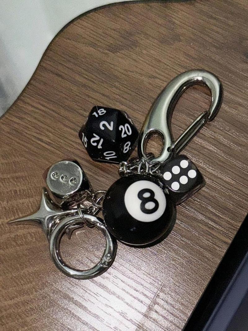 Dice & Ball Design Keychain, Cute Keychain for Car Keys for Women & Men, Fashion Accessories for Bag Decoration, Keychain Pendant