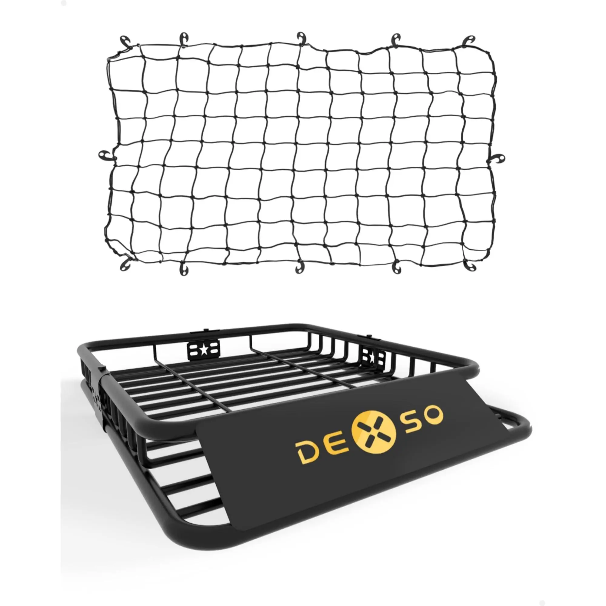All-purpose Roof Rack Carrier Basket with Extension – Heavy Duty 200 lbs Capacity Rooftop Cargo Carrier, Fits SUVs, Trucks, Vehicles, Includes Cargo Net and Waterproof Bag, 64" x 39" or 46" x 36" Options