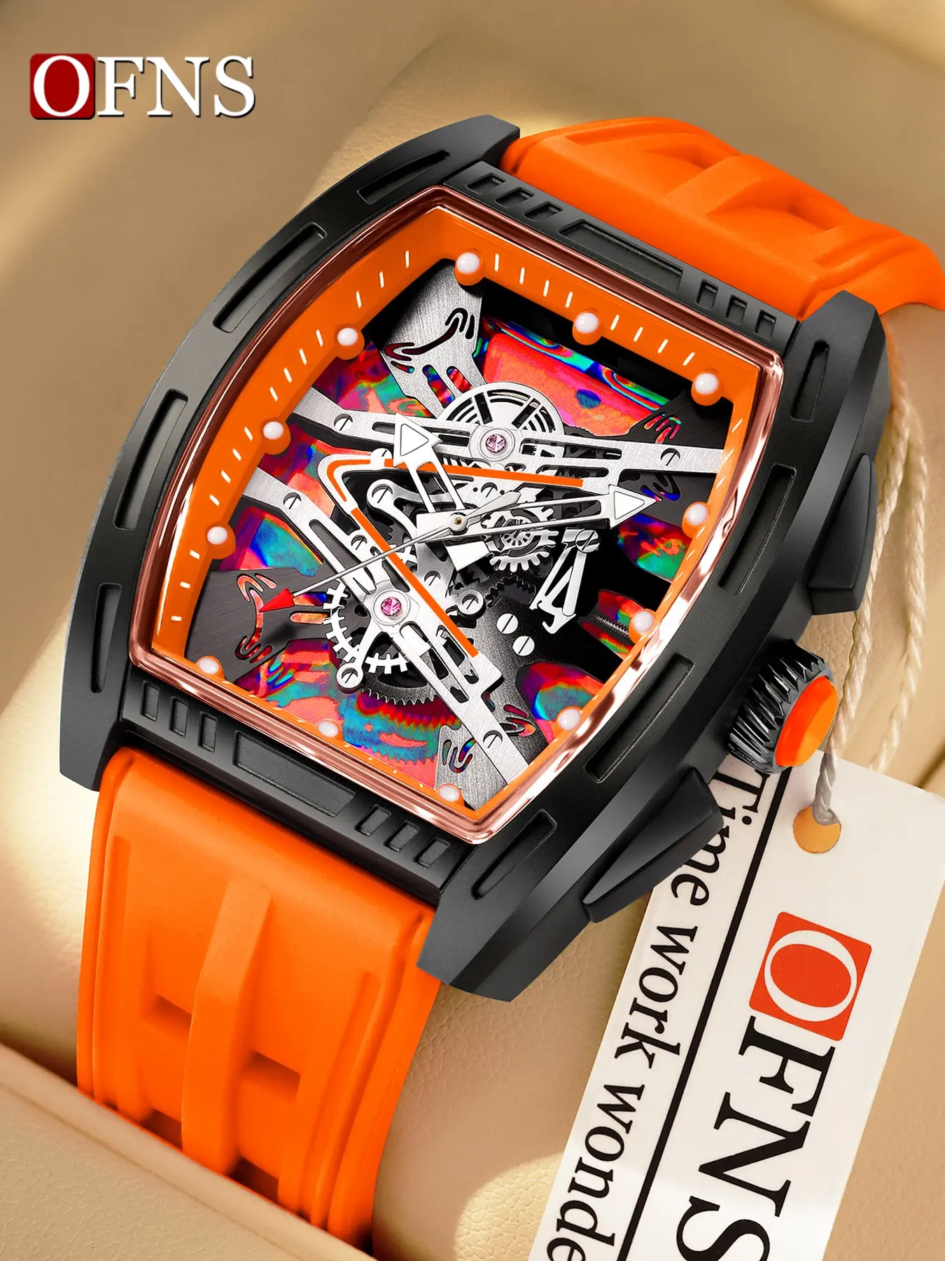 Elegant Wine Bucket Shape Watch, Night Glow Waterproof Sport Quartz Watch, Cool Classic Men's Watch, Trendy Timepiece for Everyday Wear