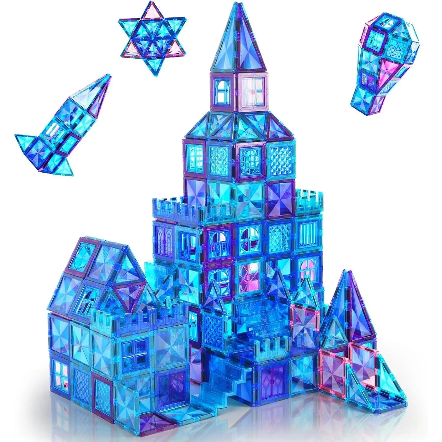Magnetic Tiles - 116PCS 3D Diamond 3D Shapes Magnet Building Blocks, STEM Construction Educational Toys for Kids Ages 3-8