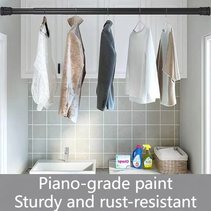 2.5cm Diameter Curtain Rod, Home Closet Pole, Clothes Hanging Rod, No Nails No Glue No Drilling, Extendable Shower Curtain Rod