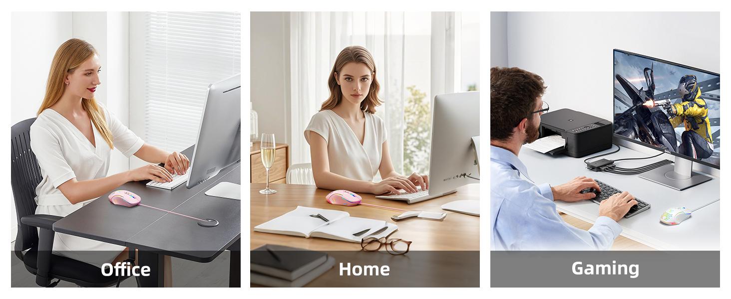 Wired PC Gaming Mouse: High Precision Sensor,RGB Backlit, Adjustable DPI, 7 Buttons Programmable,Ergonomic mice for Office & Gaming on Windows/Mac/Linux/Chrome-White