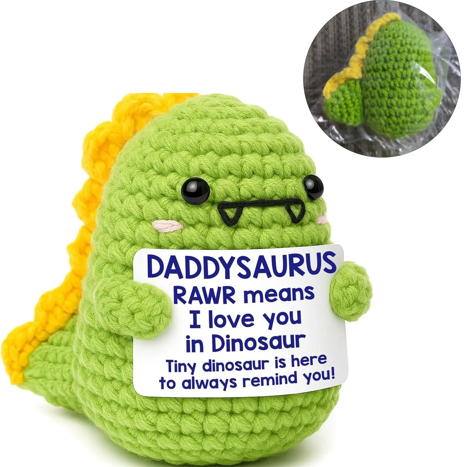 Mini Dad Gifts for Daddy from Daughter Son Wife I Love You Dad Handmade Crochet Animals Father's Day Stuffed Dinosaur Teddy Bear Amigurumi Stuffed Animal Gift for Daddy New Bonus Step Dads Father in Law Father Day Birthday Ideas