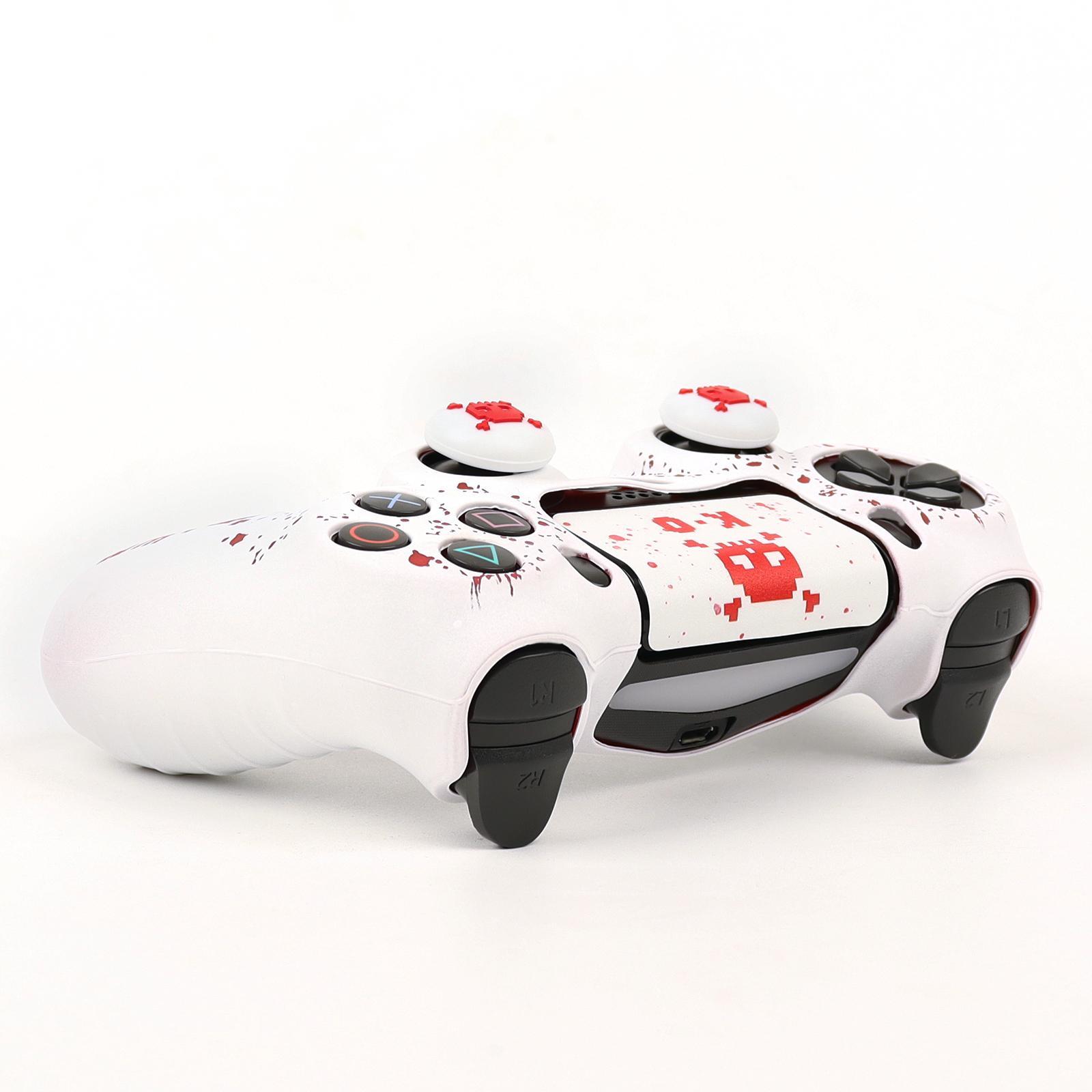 RALAN Silicone Game Controller Protective Case Cover with 2 Thumb Grip Cap & 1 Touch Screen Sticker, Game Controller Protector, Console Accessories for PS4