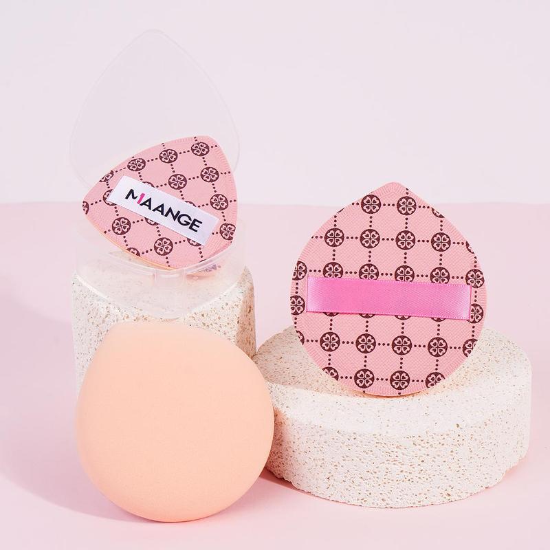 MAANGE 3pcs Cotton Candy Air Cushion Powder Puff Set, Includes 1pc Small Size Puff with Storage Box + 2pcs Large Size Puffs, Perfect for Makeup Application, Gift for Women & Girls