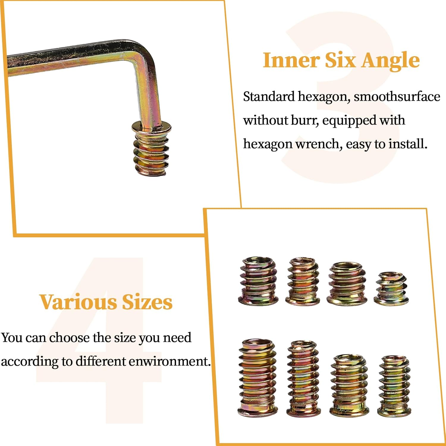 162 count Threaded Inserts for , 1/4"-20, 5/16"-18 Threaded Insert Nut Inserts, Carbon Steel Nutsert Furniture Screw-in Nut with Hex Wrench 162 count Threaded Inserts for , 1/4"-20, 5/16"-18 Threaded Insert Nut Inserts, Carbon Steel Nutsert Furniture Screw-in Nut with Hex Wrench