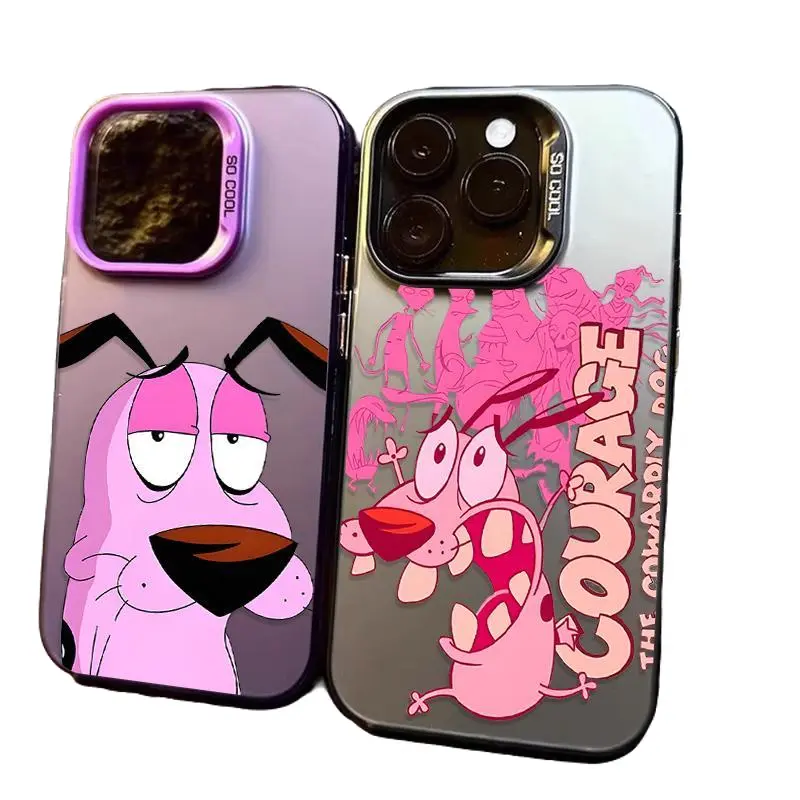 Anime "Courage the Cowardly Dog" Stylish Frosted TPU Smartphone Case, Shockproof Protective Cover for iPhone 17,16,16E,15,14,13,12,11,X,XS,XSMAX,7P,8P, Mobile Phone Accessory, Ideal Birthday/Christmas Gift
