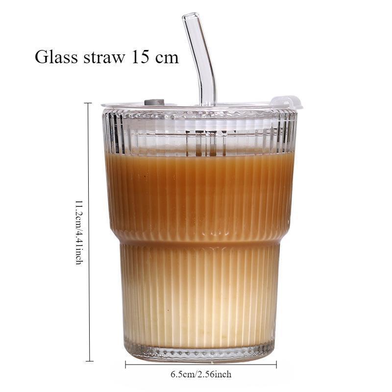 Glass Cup with Straw & Lid, 2/4 Counts Reusable Clear Glass Tumbler Cup Set, Washable Portable Convenience Straw Drinking Cup for Home Kitchen & Office Use, Summer Gift for Friend, Traveling Gadgets, Summer Cool Bottle Mug, Drinkware #GLOBAL PICKS
