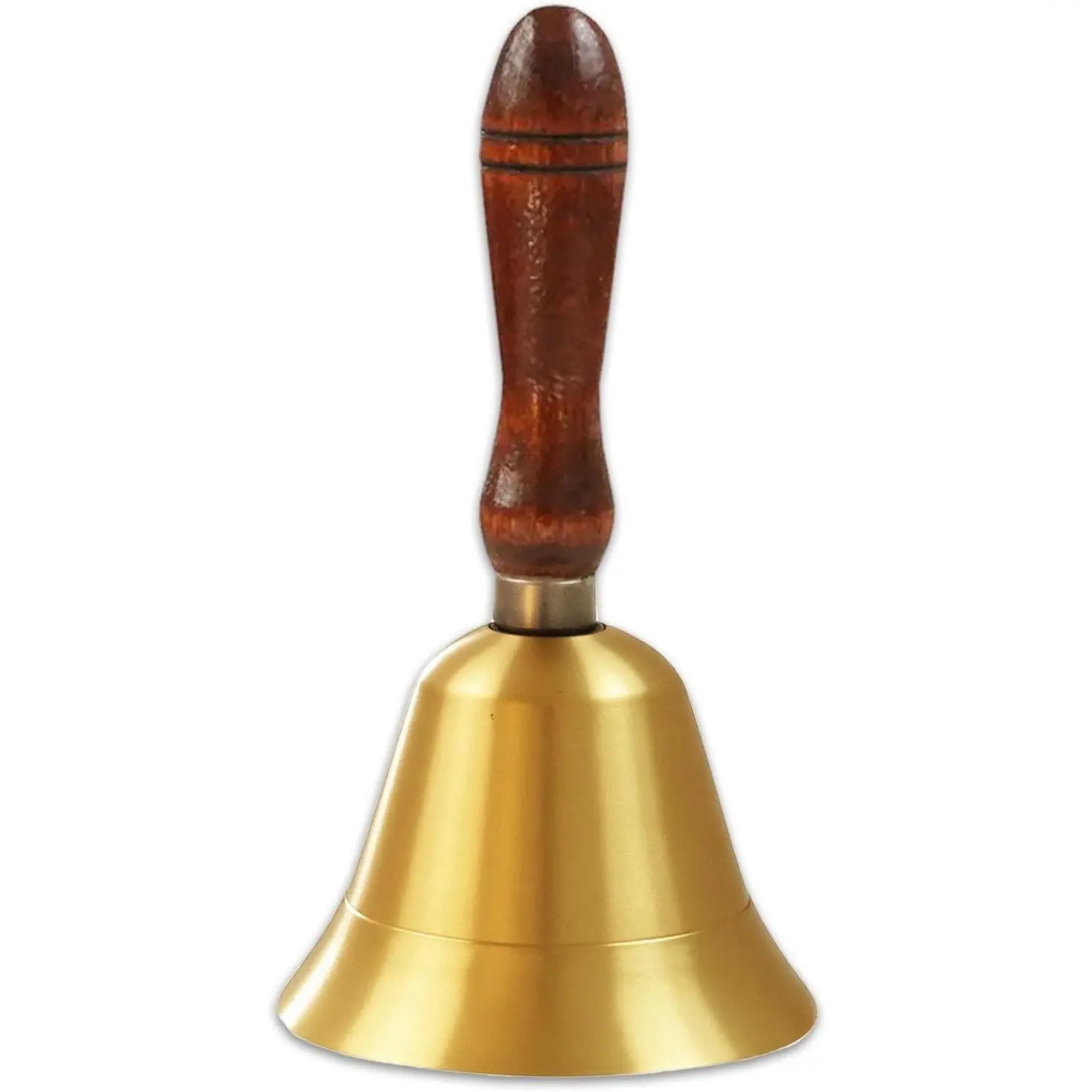 Solid Brass Handbell with Wooden Handle – Loud Hand Call Bell for Teachers, Classroom, Wedding, Restaurant, Office, Meditation & Elderly Care