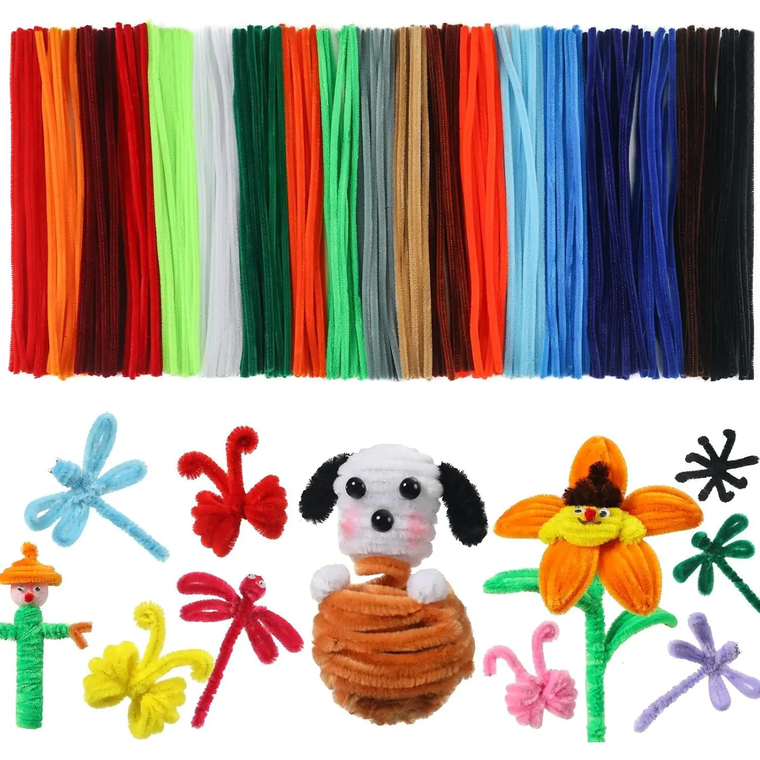 200 count Pipe Cleaners for Arts & Crafts, Multi-Colored Chenille Stems (12-Inch), 20  Colors for DIY Decorations & Creative Projects, Popular Colors