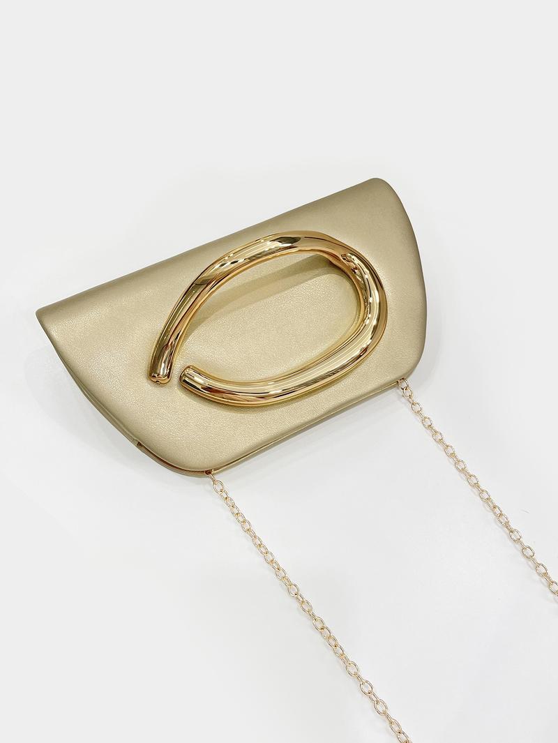 Elegant Women's Evening Clutch Bag, Detachable Shoulder Strap, Smooth Metal Decorations, Magnetic Closure, Perfect for Festivals & Parties, Elegant Stylish Purse