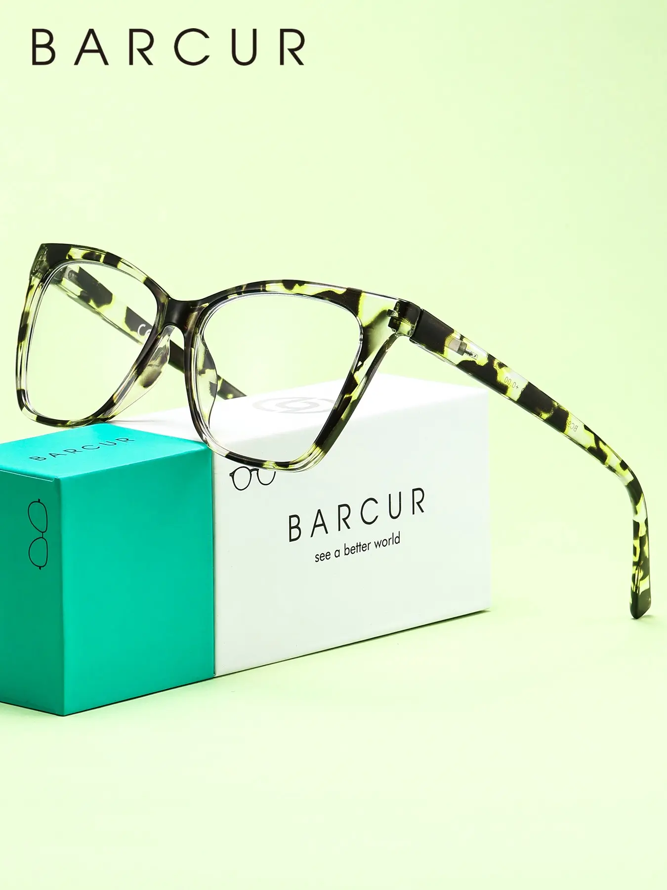 BARCUR Turtle Colored Anti Blue Light Glasses With Cat Eye Shaped Frames For Daily Office Use, Computer Glasses To Reduce Blue Light, And Outdoor Activities