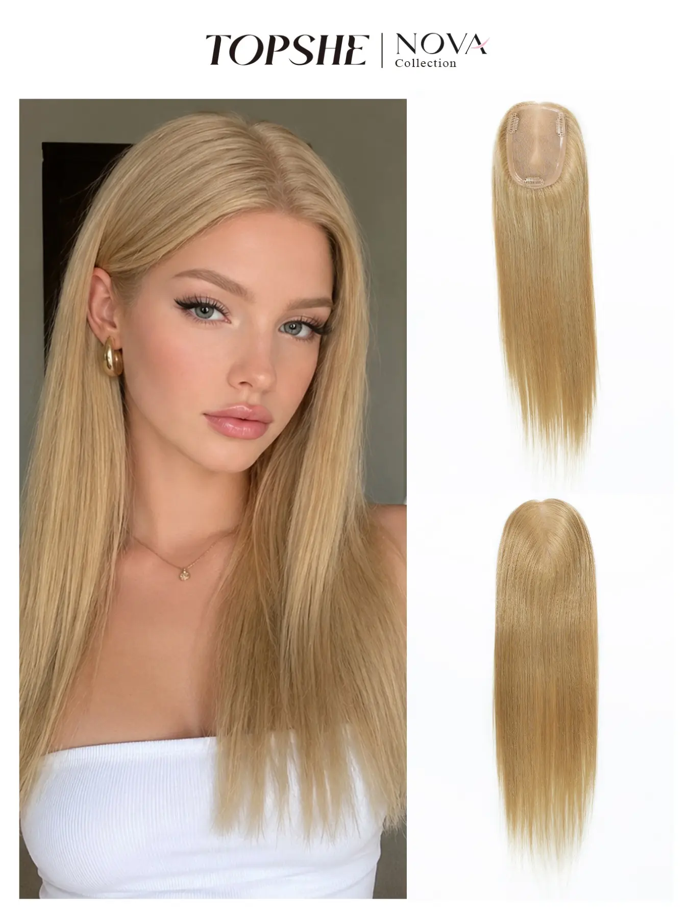 1pc 100% Human Hair Topper, Natural Straight Style, Invisible Lace Base Hand-Tied Toupee, Instant Volume Boost for Thinning Hair, Professional Office Look, Daily Wear Natural Hairpiece for Women, 14-20 inch Available