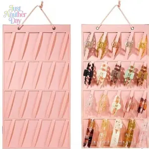 Wall Hanging Multi-slot Hair Claw Clip Storage Bag, Punch-free Portable Hair Accessories Display Organizer, Space-saving Hanging Holder for Shark Clips, Barrettes, Hair Bands & Girls Hair Jewelry