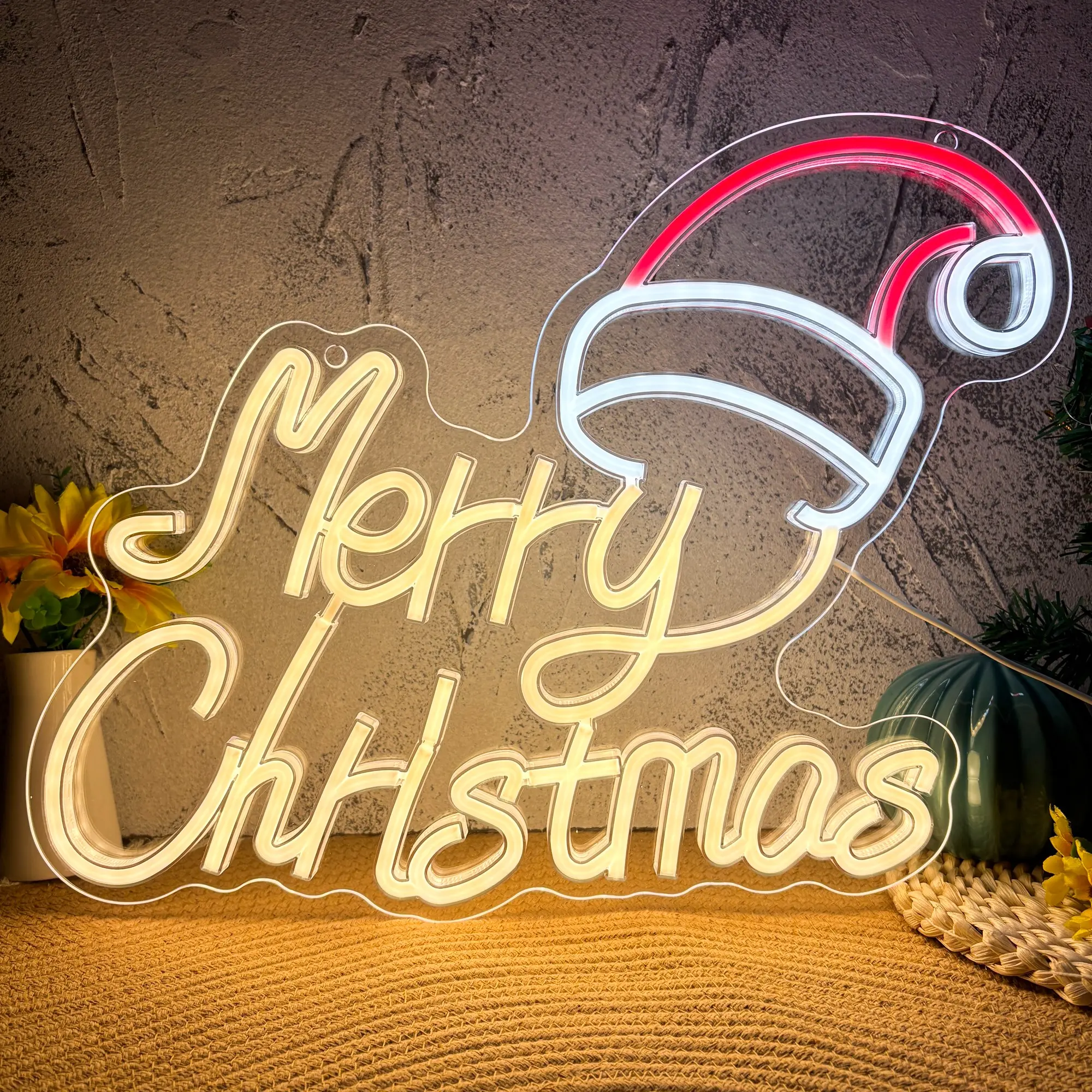 Merry Christmas Neon Sign Christmas LED Signs Dimmable Neon Light Signs Wall Decor Christmas Light Up Sign for Xmas Party Neon Wall Signs Decor Gifts lead night