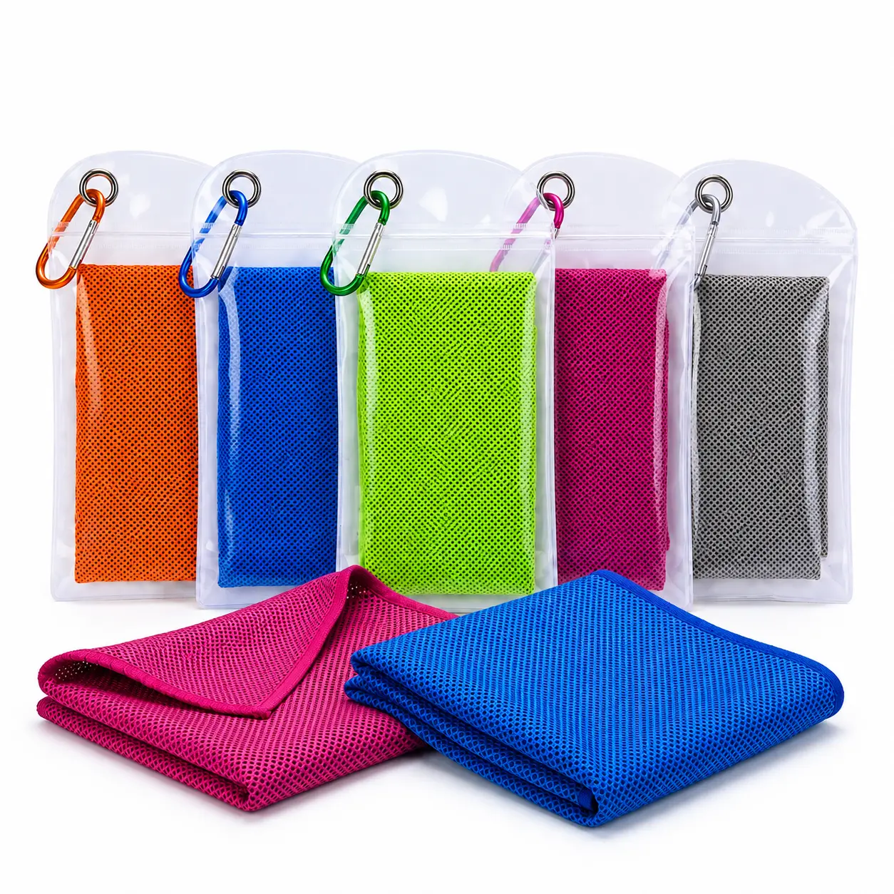 Cooling Towel for Neck and Face, Soft Microfiber Gym Towel with Carabiner Clip for Running, Yoga & Travel