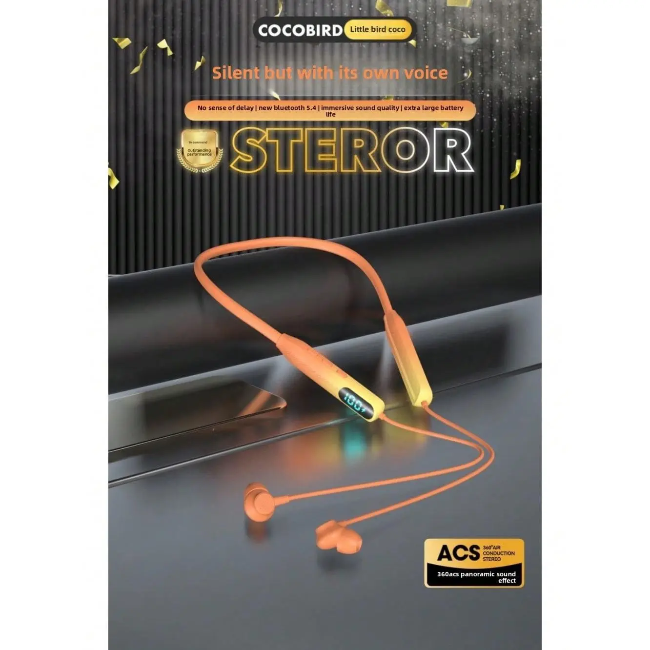 Wireless Bluetooth Neckband Gaming In-Ear Headset - Sports Use, Ultra-Long Battery Life, Universal Card Slot