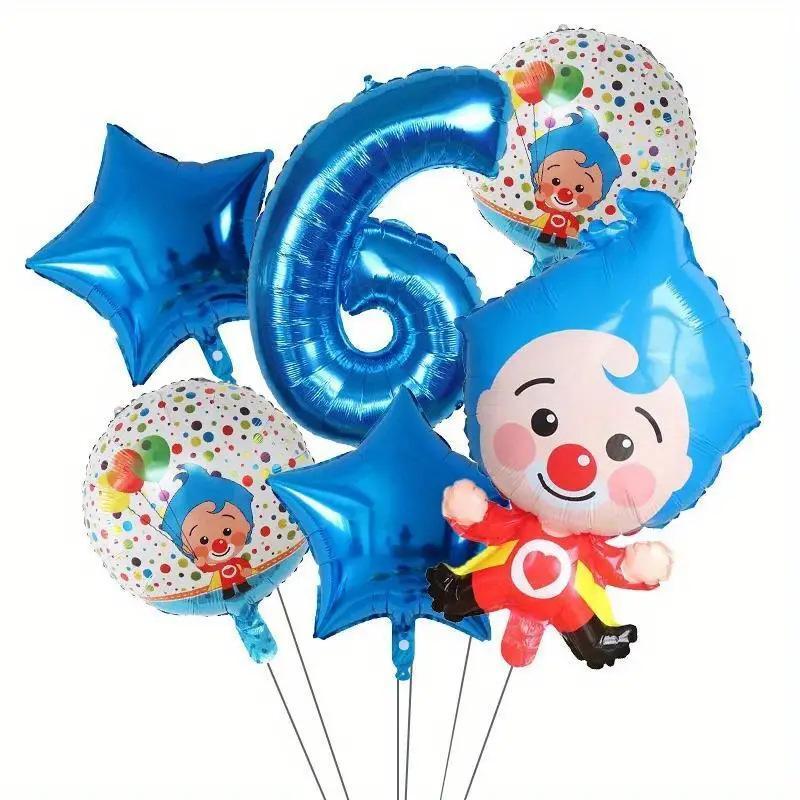 8PCS New Circus-themed Clown Aluminum Film Balloon Set Birthday Party Decoration