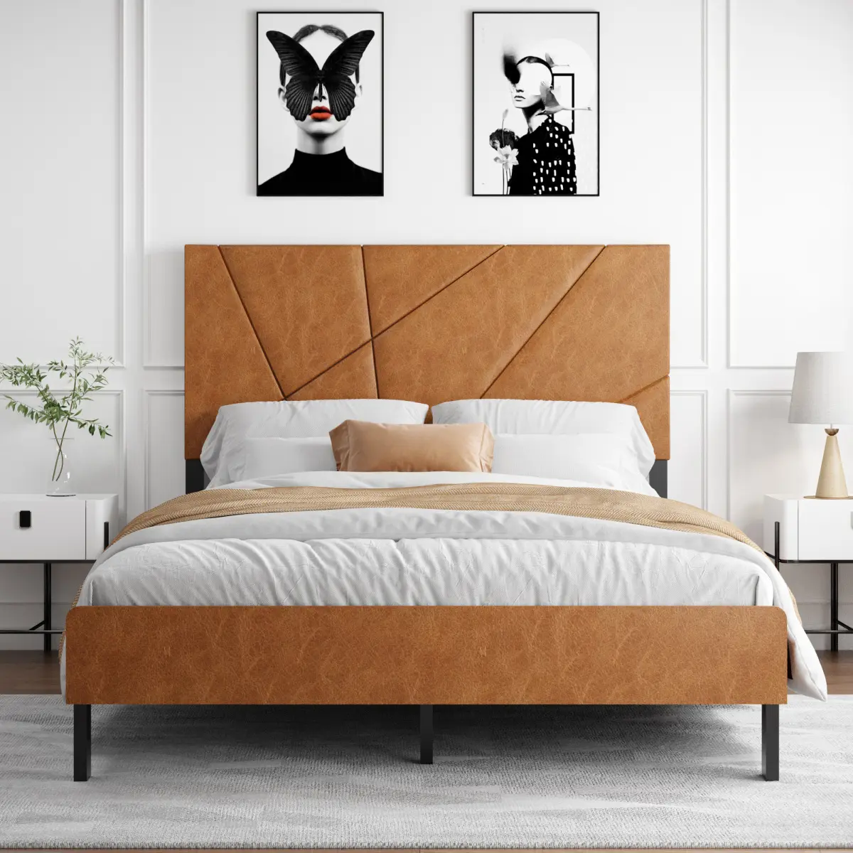 Vintage/Antique Brown Full Size Metal Bed Frame - Retro-Industrial Square Design, 800LBS Durable, 76.73*54.84*40.87 Inches, Under-Storage Space, No Box Spring Needed, Easy Assembly Required, Metal Bed Frames