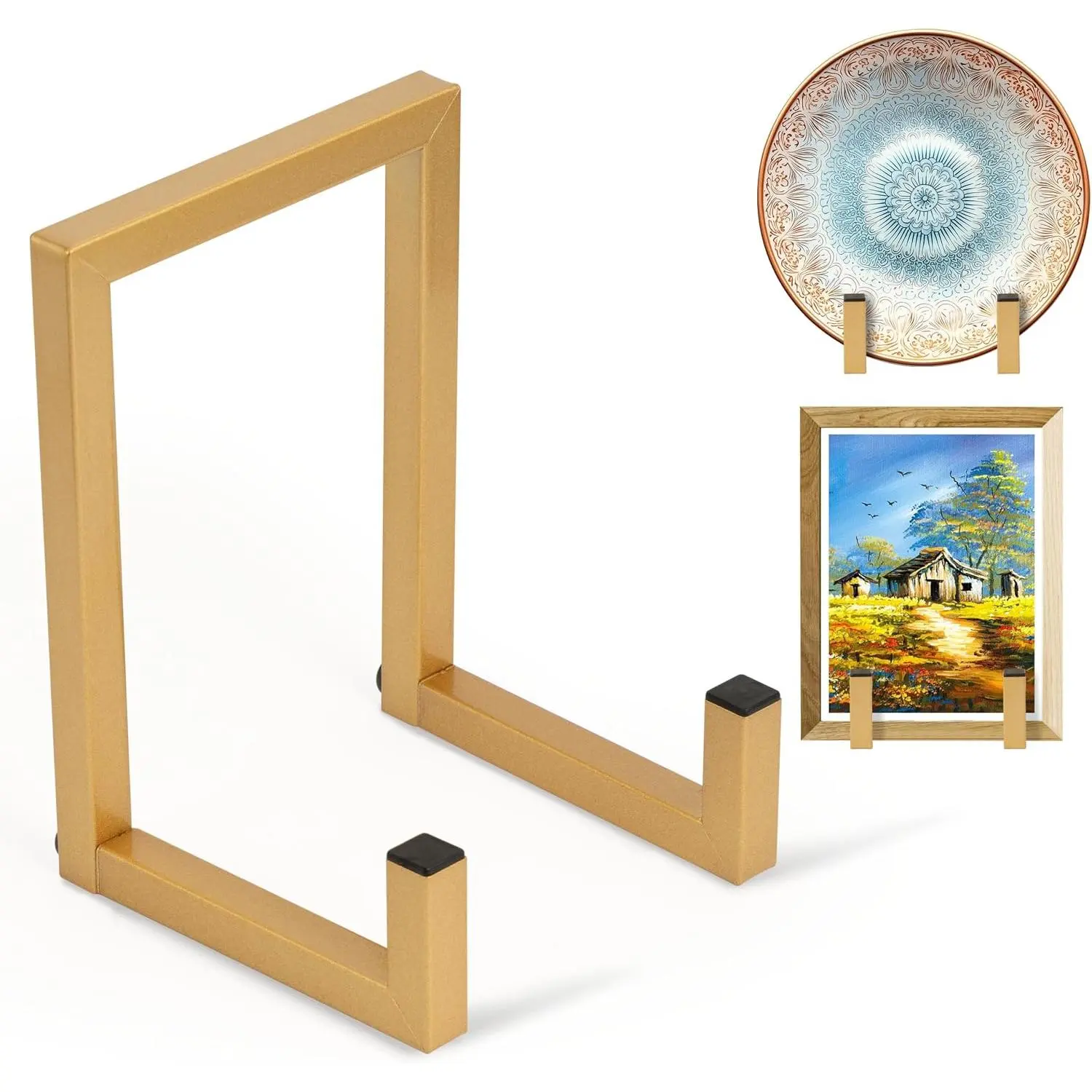 Plate Holder Stands for Display - 8 Inch Metal Picture Plaque Frame Photo Stand Displaying, Large  Easels for Books Platters Artworks Collectibles Dishes Creation Tabletop Decor
