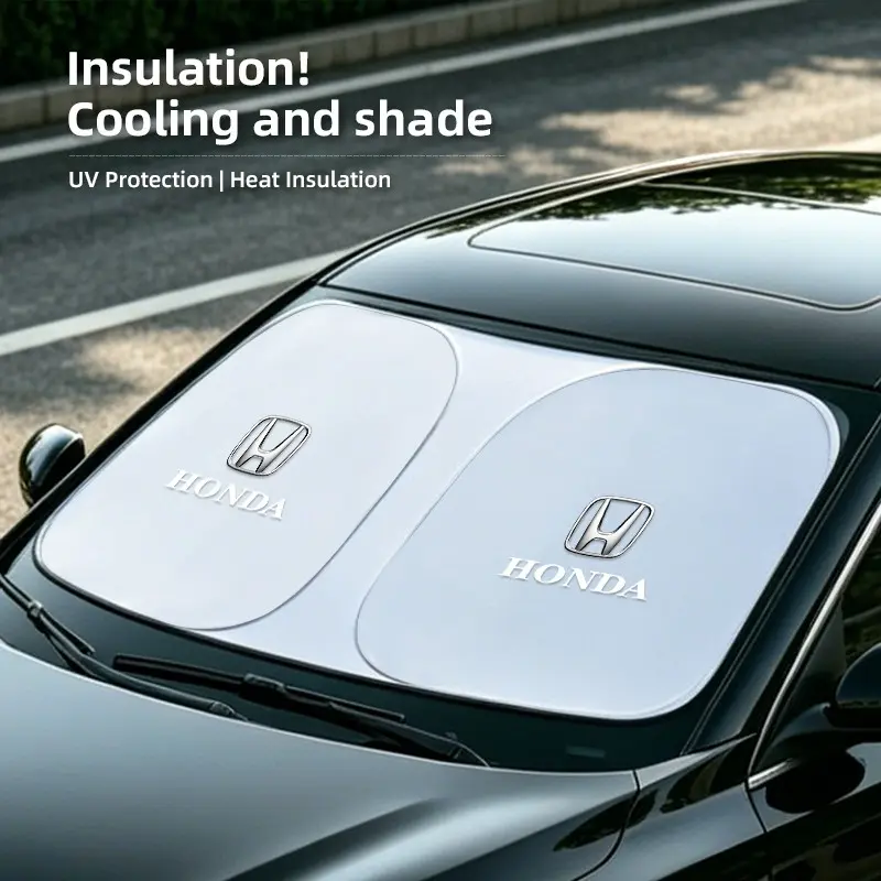 Car Windshield Sun Shade Cover Foldable Front Window Sun Visor Blocks UV Refletive Car Parasol Sunshade For Honda Civic Fit Accord ZRV Odyssey Pilot Prelude Super-ONE NSX Passport Prologue Freed CRV HRV Ny1 WRV Elevate Ridgeline Vezel S660 N-ONE BRV Insig