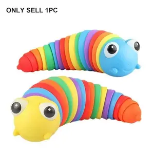 Realistic Caterpillar Stress Relief Toy, Rainbow Slime Worm Educational Desk Toy, Desktop Snail Pressure Release Tool, 1 Piece Set