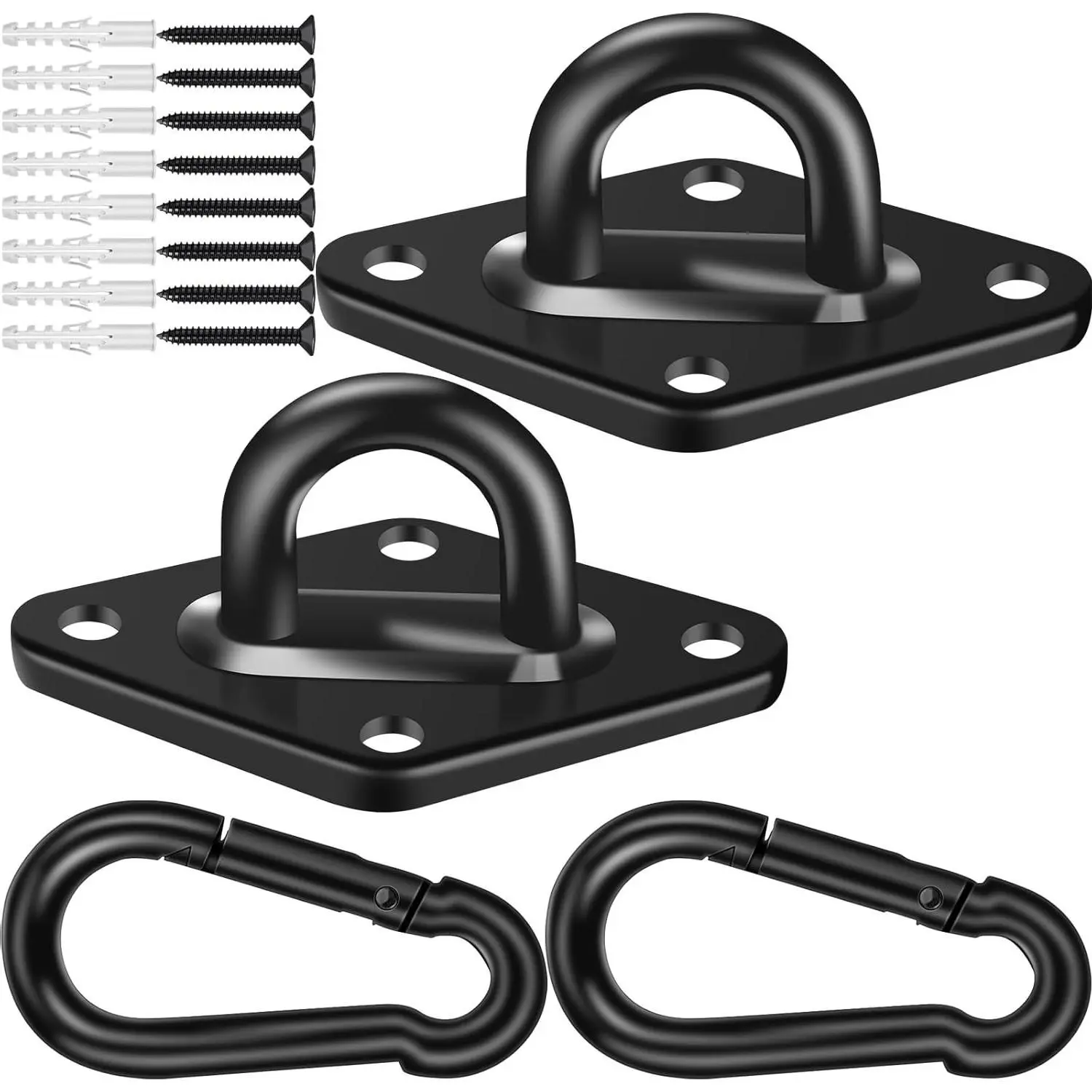 Hammock Hooks 2 Pack, Heavy Duty Hammock Hanging Kit, M8 Pad Eye Hanging Hooks for Porch Swing, 1000Lbs Holding Capacity, BlackGift