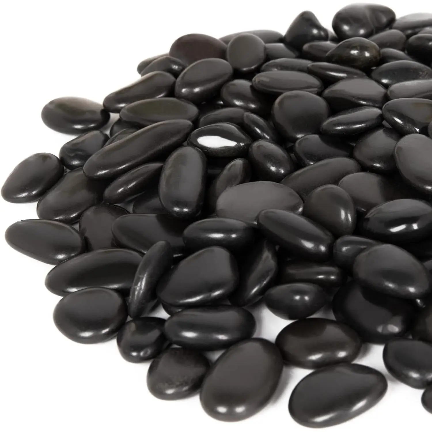 15lb Black River Rocks for Outdoor Landscaping, 1 to 2 Inch Polished Large Black Pebbles for Planters, Decorative Stones for Garden Decor