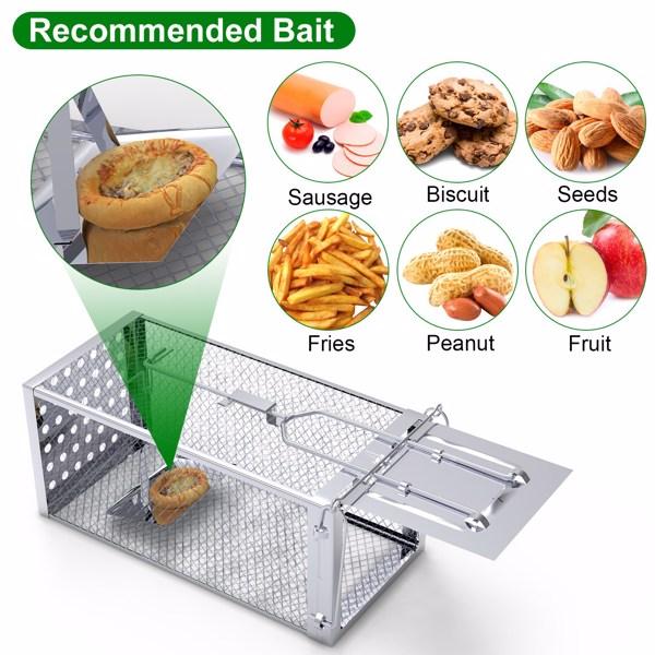 Stainless Steel Rodent Trap - High Sensitivity Pedal Auto-Locks Door, Humane Live Capture - Safe, Durable, Indoor/Outdoor Versatile Placement, Easy to Use