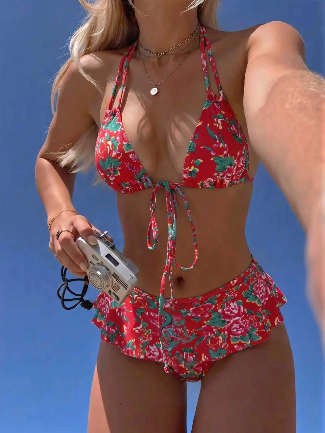 Women's Fashion Bikini Swimwear Set, Chic Swimsuit, Chinese Style Print Two-Piece Swimsuit, Perfect for Beach Vacation Pool Party, Sexy Slim-Fitting