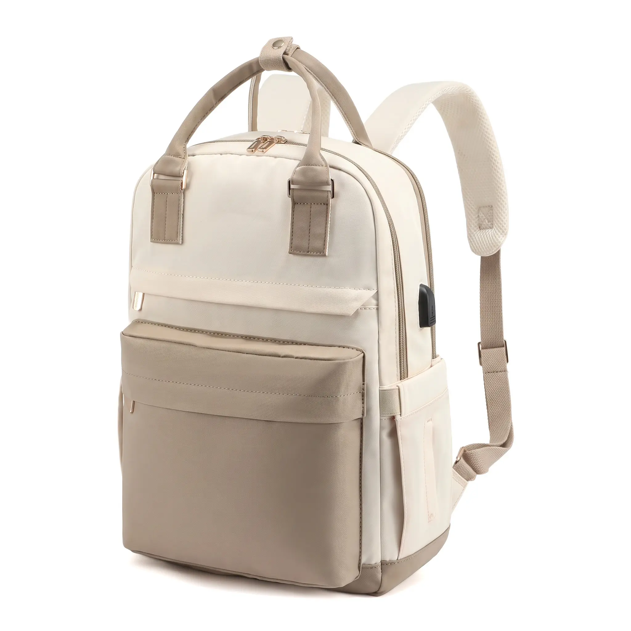 Color-Blocked Unisex Backpack in Waterproof Oxford, Large Compartment for Everyday Use with 15-Inch Laptop Fit for Travel & Commute, Oxford Fabric