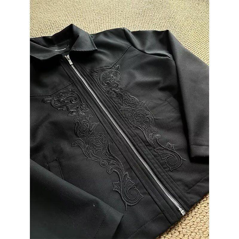 Streetwear New Fashion Oversized Pattern Embroidered Baggy Jacket Men And Women Y2K Gothic Hip Hop Popular Couple Windbreaker
